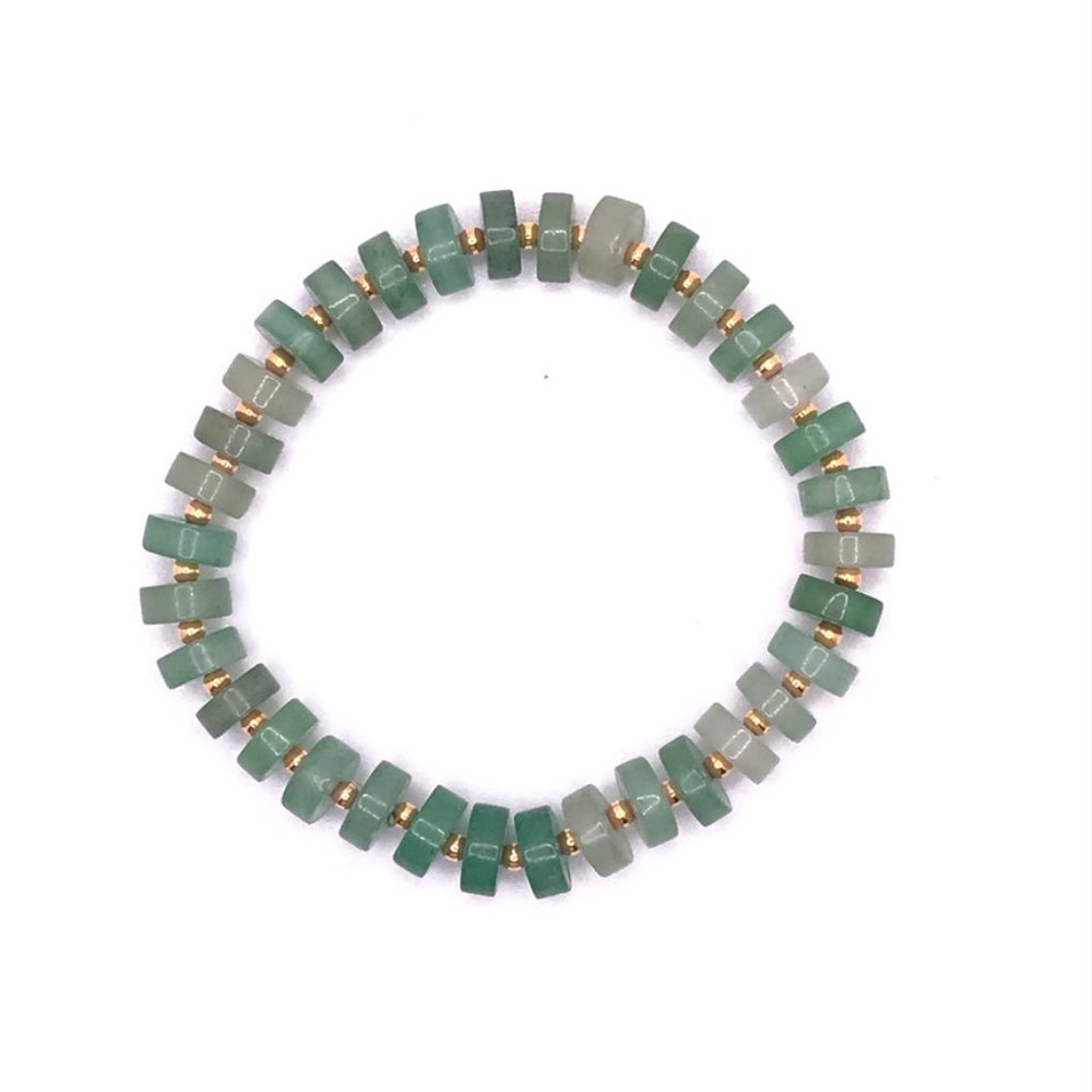 Green Aventurine Heishi Beaded Stretch Bracelet